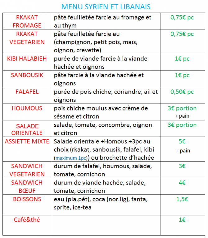 menu francai